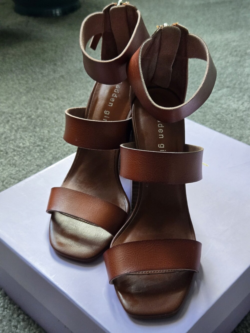 Madden Girl Chestnut Brown Ankle-Strap Block Heel Sandals - Picture 3 of 7